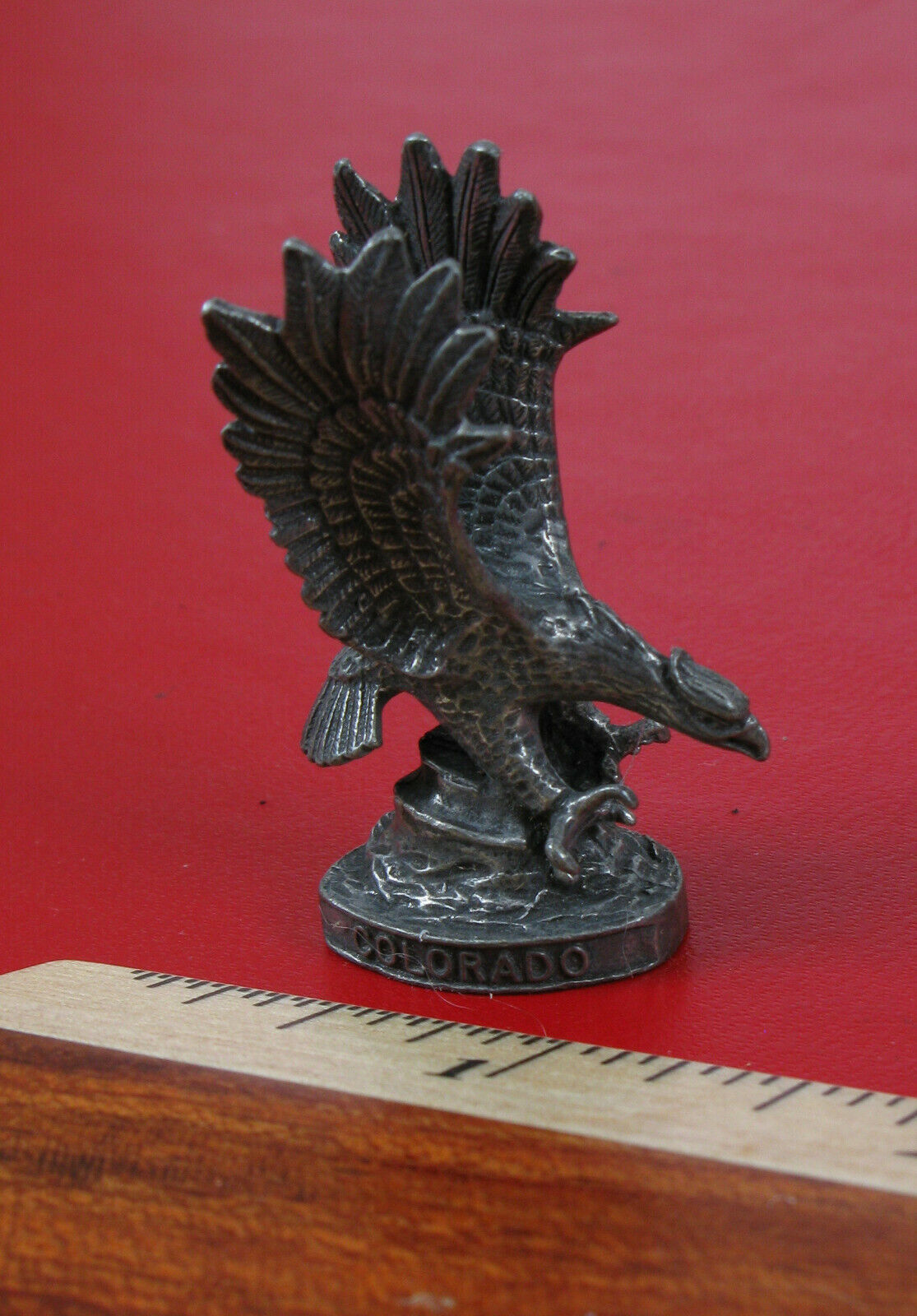 WAPW GREAT BRITIAN PEWTER PAPERWEIGHT COLORADO SOUVENIR FLYING BALD EAGLE 