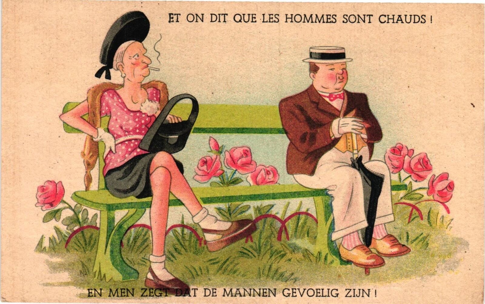 Vintage Postcard- ET ON DIT QUE LES HOMMES SONT CHAUDES OLD WOMAN A 1910 UnPost