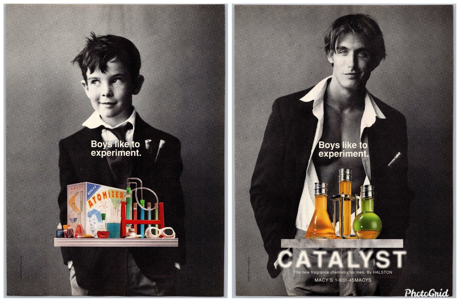 Catalyst By Halston Fragrance Chemistry For Men Oct, 1994 Full 2 Page Print Ad