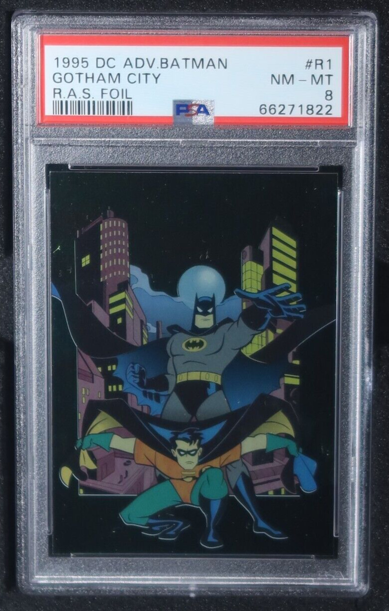 1995 Skybox Batman Adventures Foil Insert Gotham City #R1 PSA 8 Batman and Robin