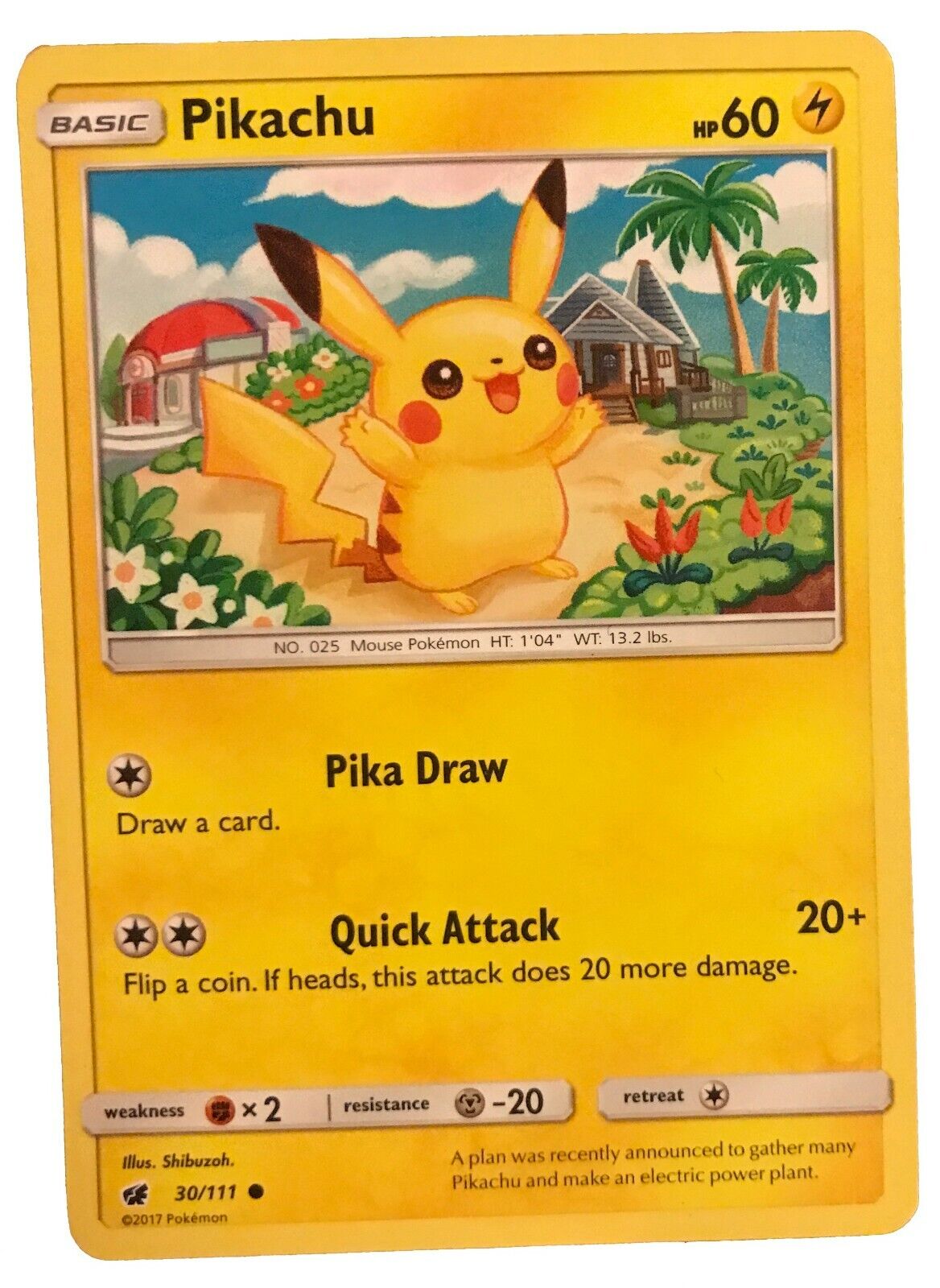 A Pokemon Collectable Pikachu 30/111 Rare Pokemon Card