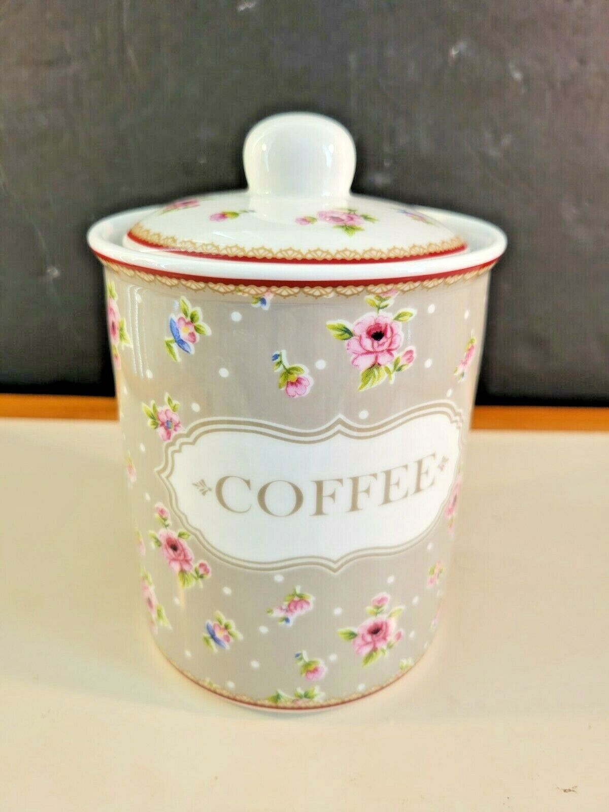 Grace\'s Teaware Finecasa Ceramic Coffee Canister w/Lid Pink Floral 7\