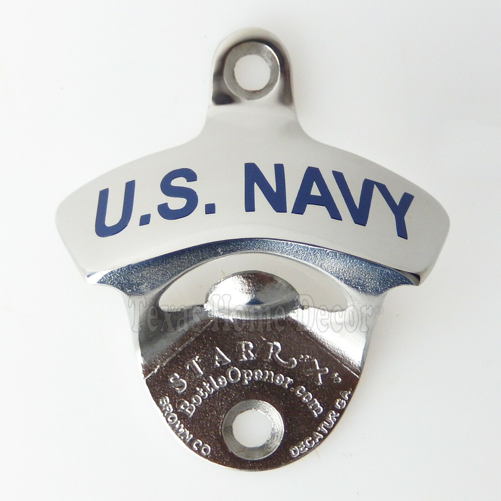 U.S. Navy Beer Bottle Opener Solid Polished Stainless Steel Wall Mounted