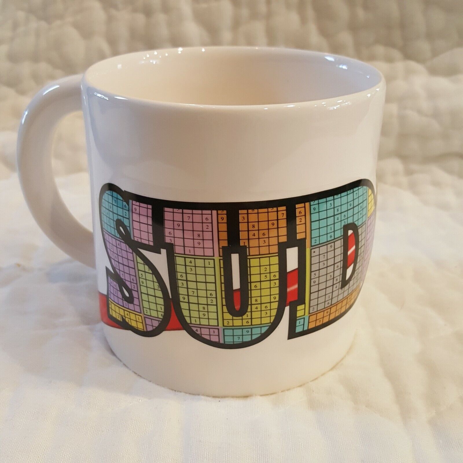 Sudoku Puzzle Coffee Mug Cup Colorful Appx 4.25 x 4.25 22oz 2006 Sherwood Brands