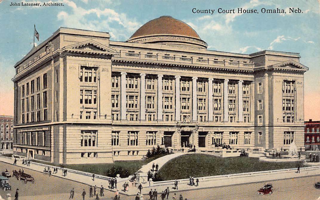 Omaha NE Douglas County Court House Nebraska c1910 Postcard Union Depot cancel