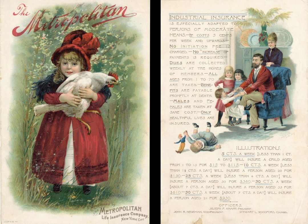 Metropolitan Life Insurance Co. New York City Advertisement dated 1890 - Insuran