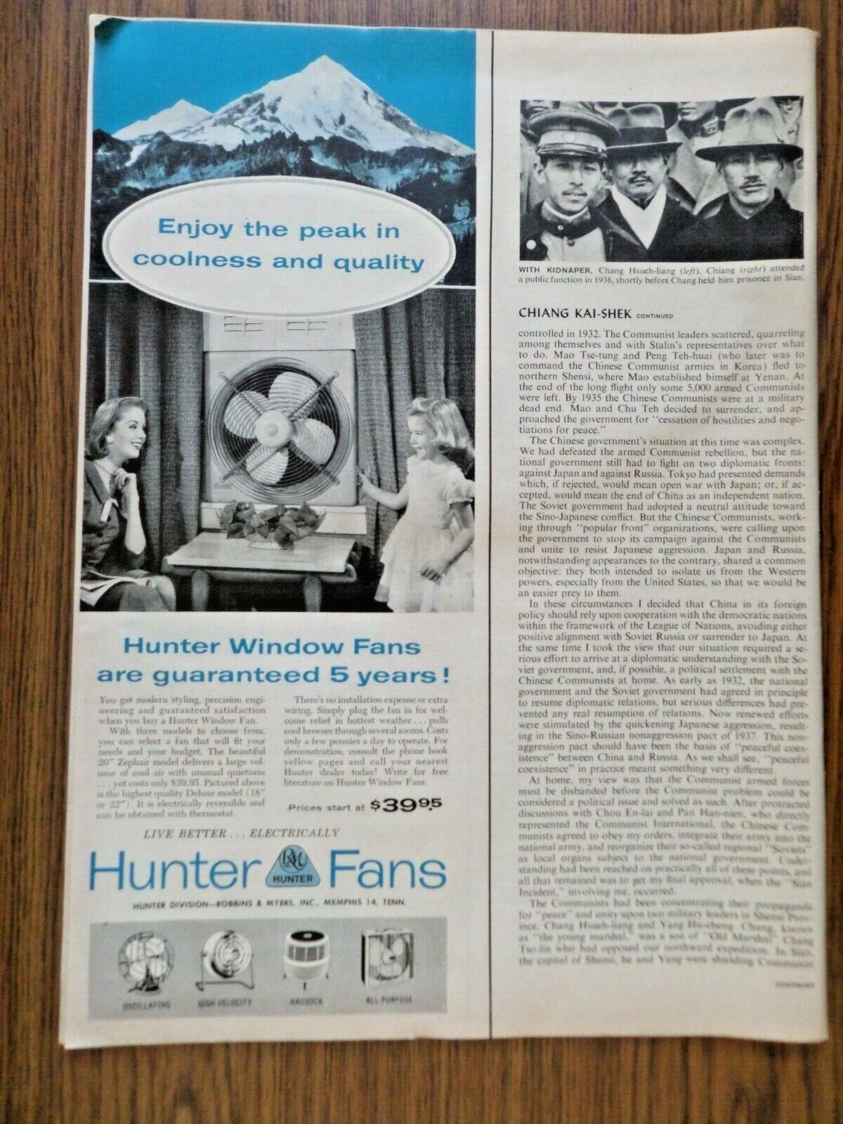 1957 Hunter Fans Ad  Enjoy the Peak in Coolness Quality
