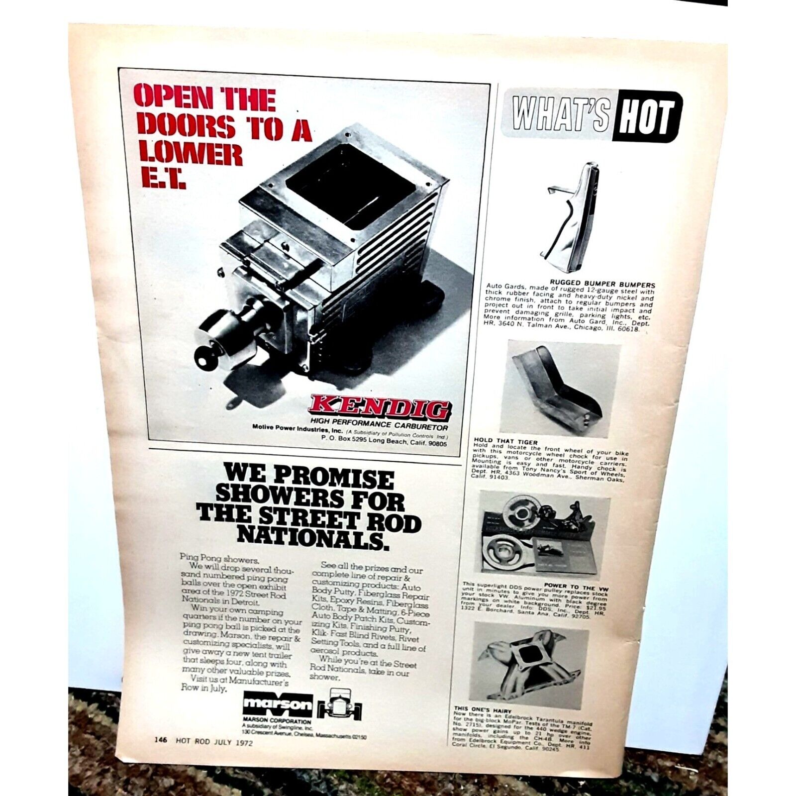 Vintage 1972 Kendig Carburetor Ad Original epherma