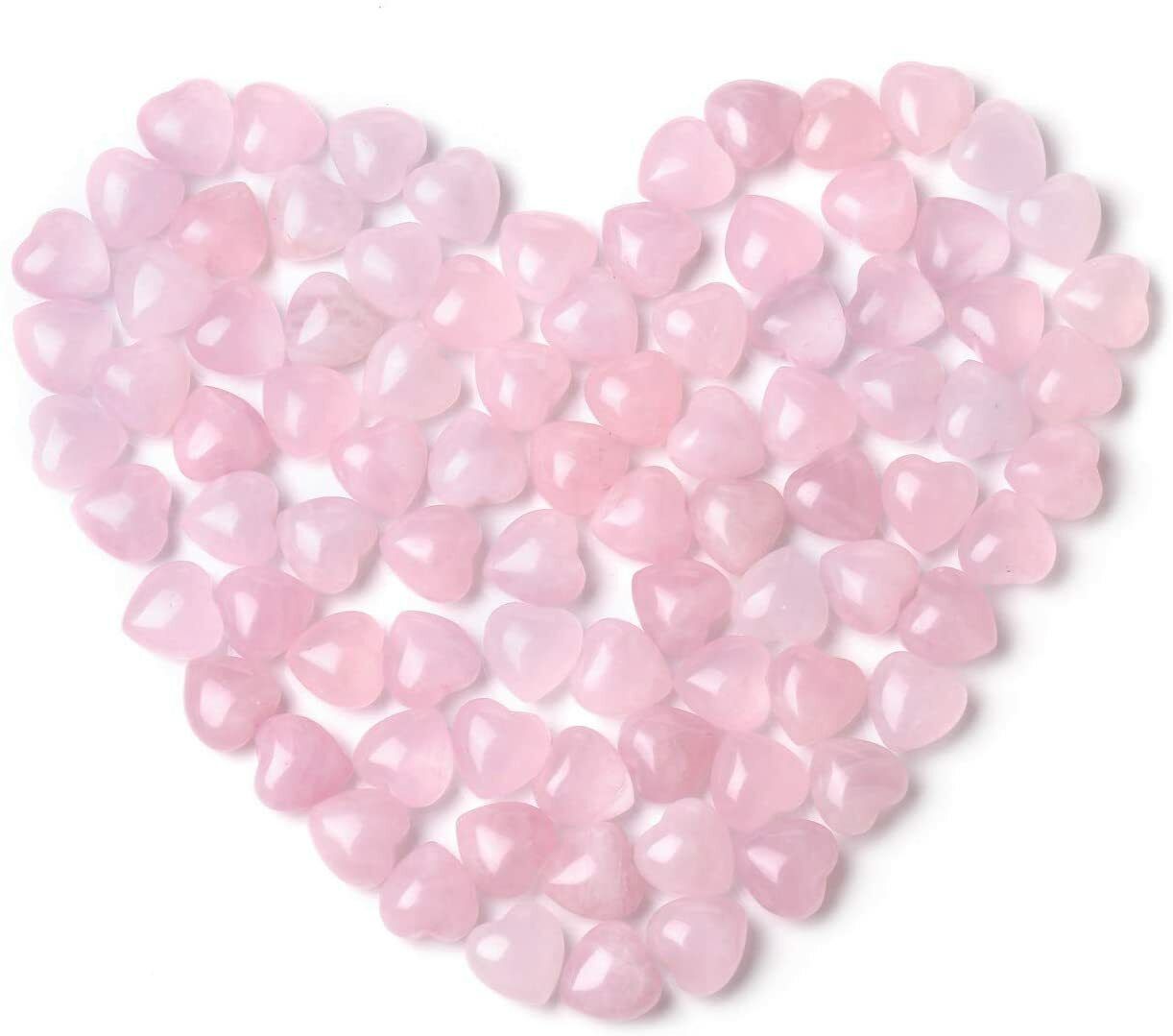 Healing Crystal Pocket Heart Natural Rose Quartz Love Puff Heart Carved Shape 20