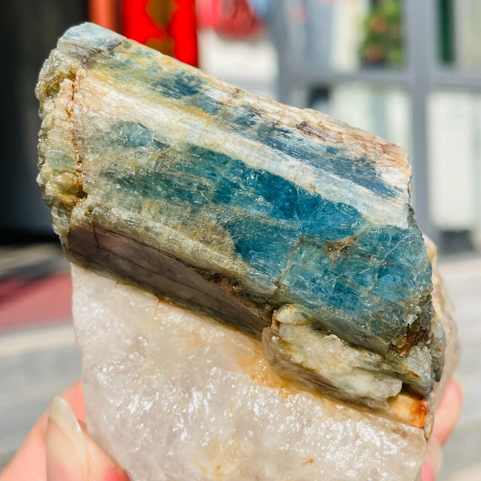 442g Natural Aquamarine Quartz Crystal Gemstone Rough Specimen Healing