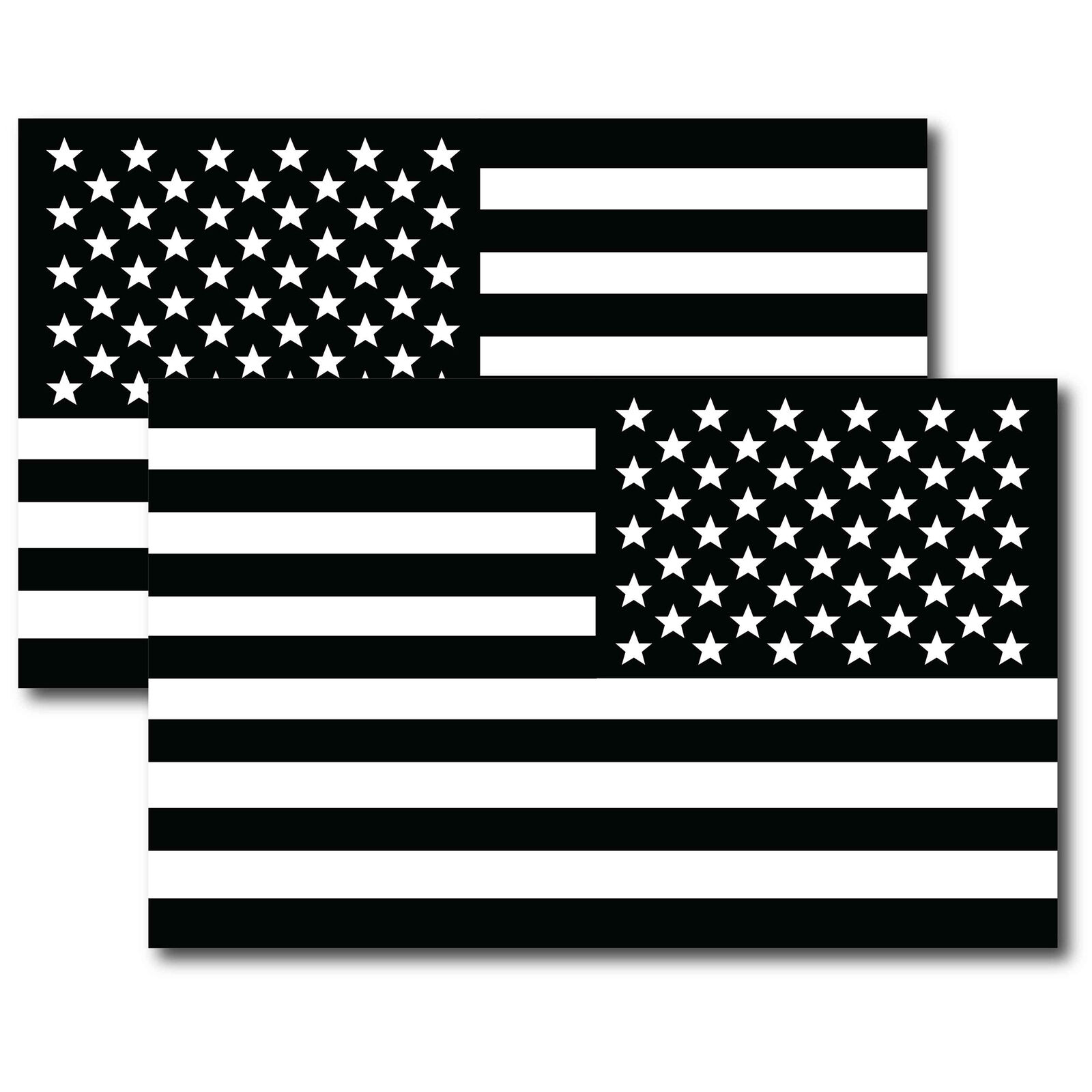 Black and White American Flag Magnet Decal, Opposing 2 PK, 5x8 In, Black, White