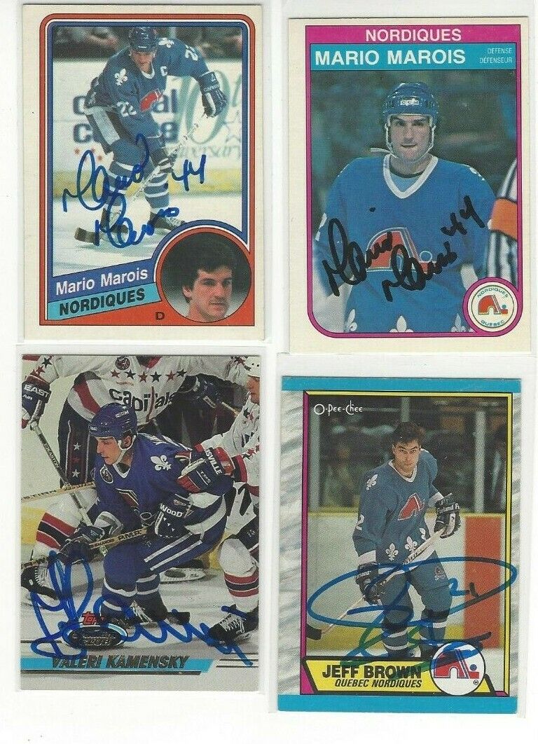  1989-90 O-Pee-Chee #28 Jeff Brown Signed Hockey Card Quebec Nordiques