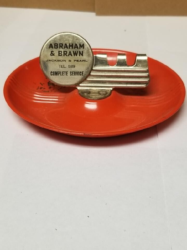 Vintage 1940s Abraham & Brawn Metal Ashtray Oshkosh, WI