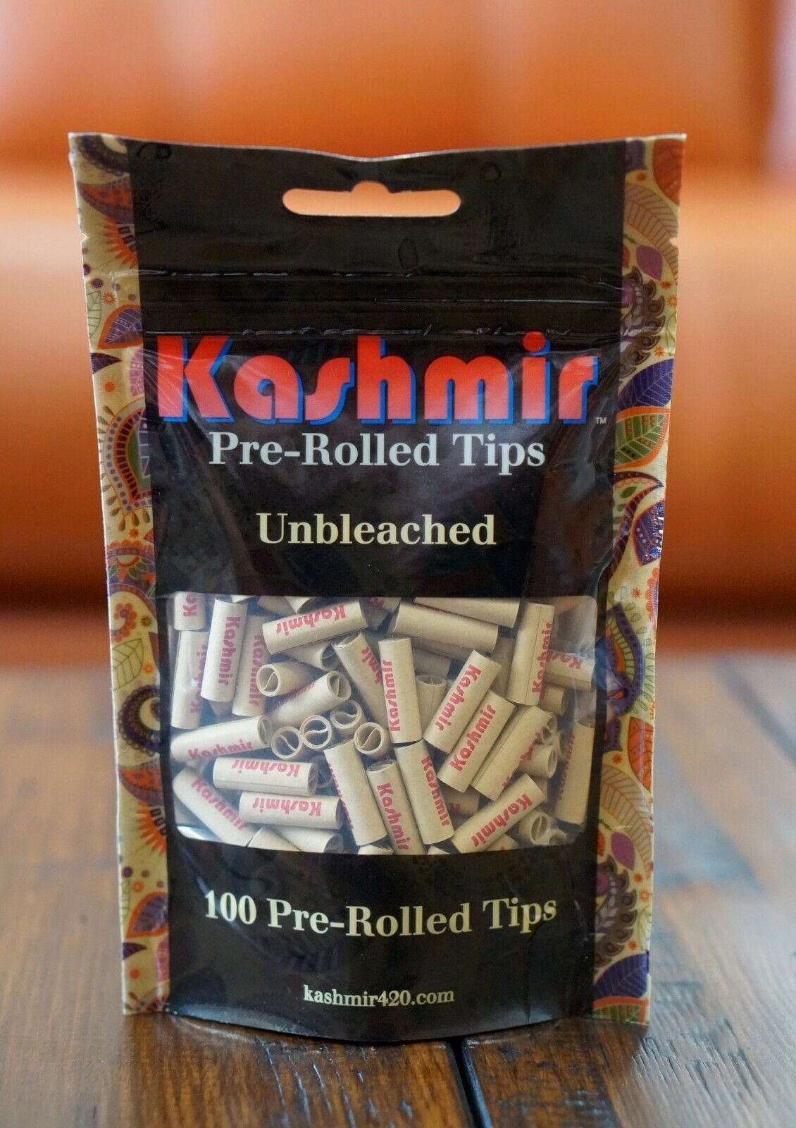 Kashmir Pre Rolled Tips Authentic Tips Unbleached Cigarette Filter Tips - 100ct 