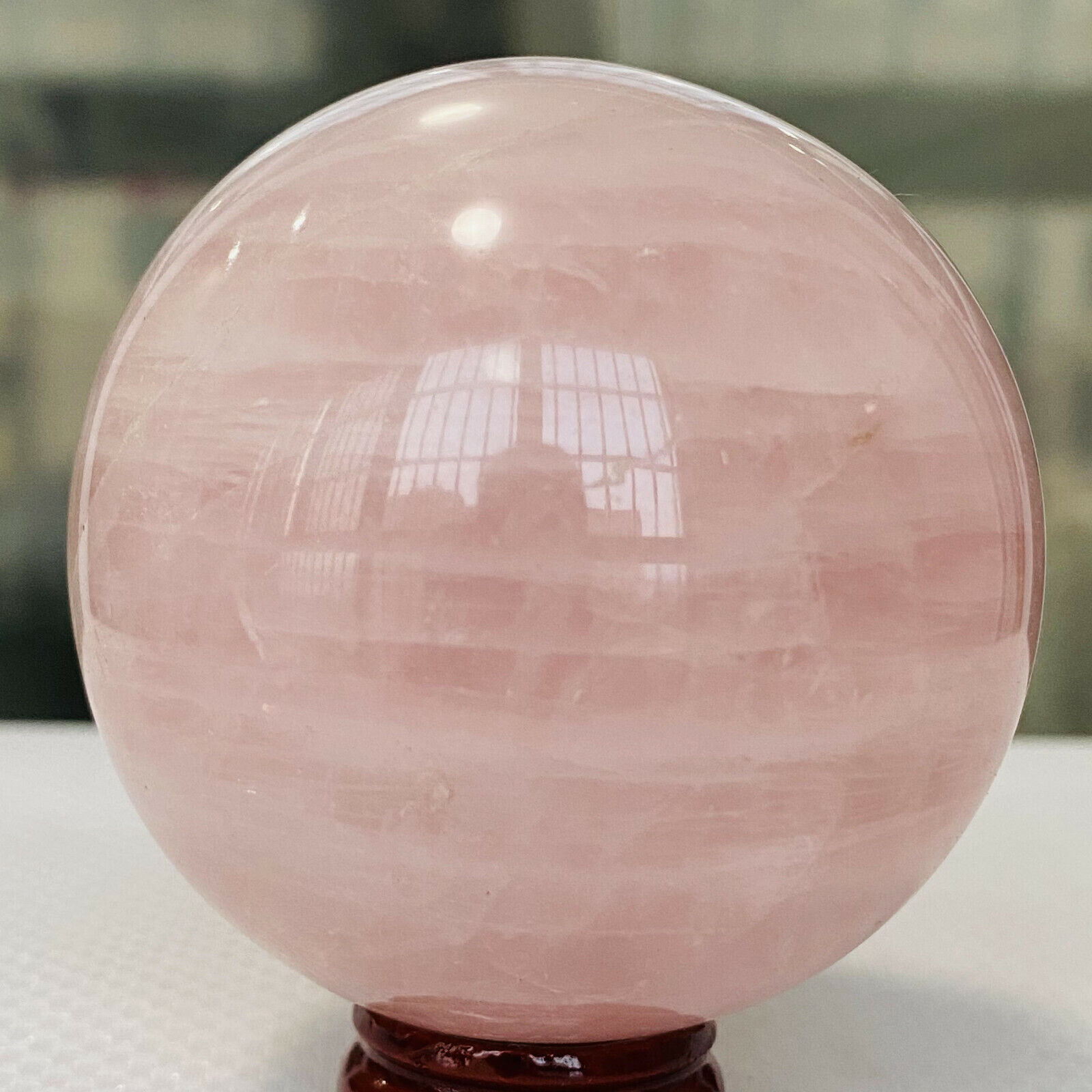 324g Natural Pink Rose Quartz Magic Crystal Healing Ball+stent 
