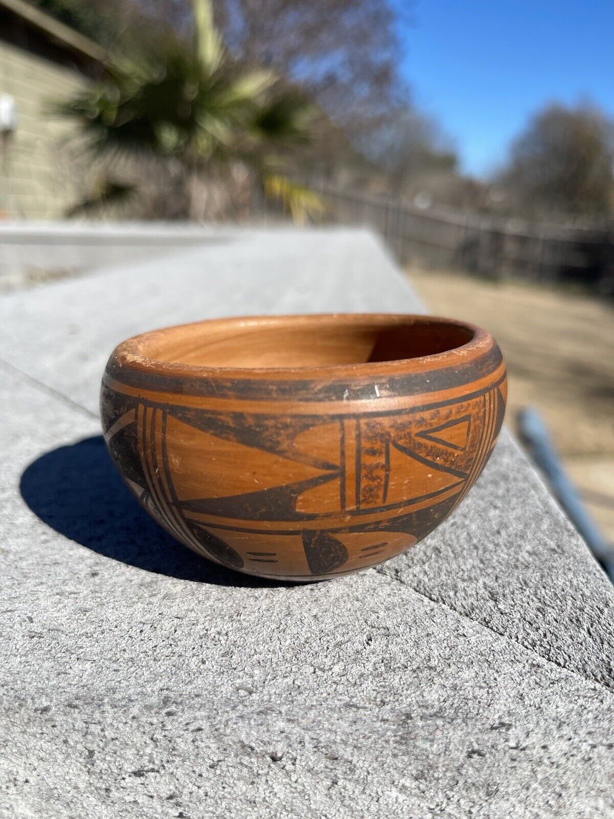 Small Hopi  Polychrome Pottery Seed Pot Signed