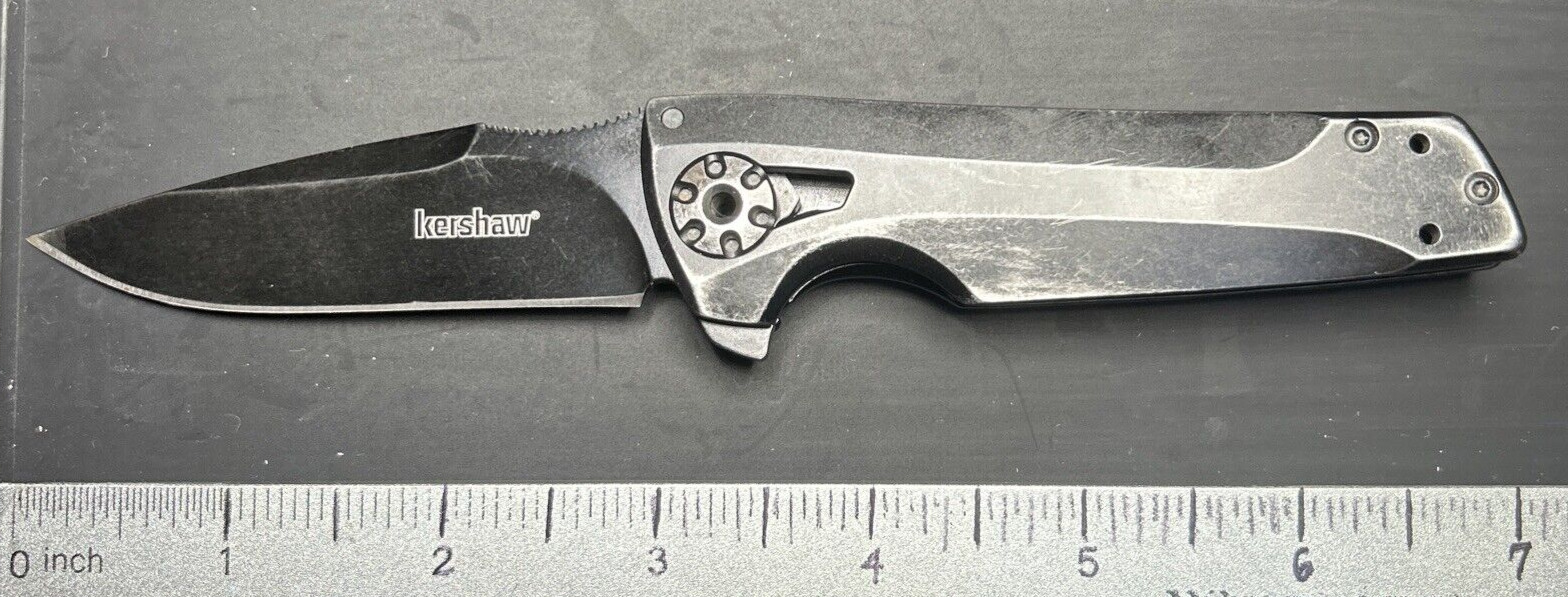 Kershaw Knife 1988 Flythrough Martin Design Black Oxide Blade Stainless Handle