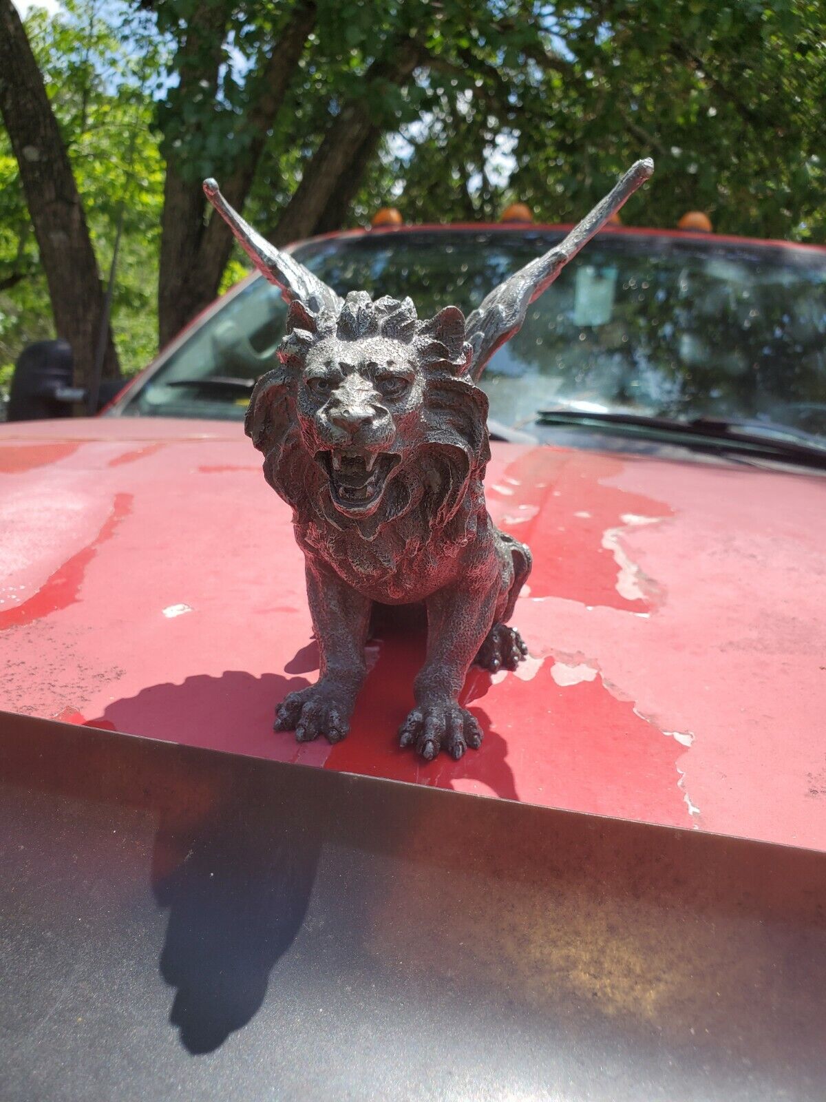 RARE HOOD ORNAMENT RAT ROD BIG RIG TRUCK WINGED LION 🦁 GRIFFIN MYTHICAL BEAST 