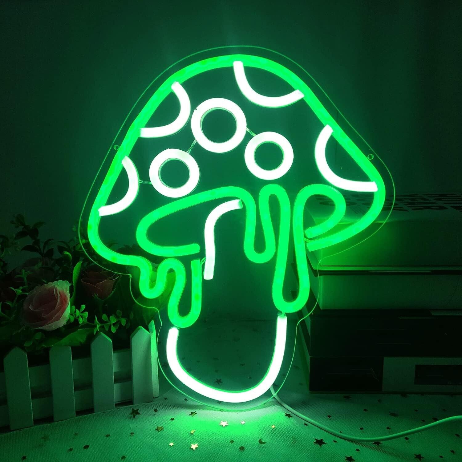 Mushroom Neon Sign - Dimmable Led Light, Cute 3d Wall Art, Signs For Decor Game