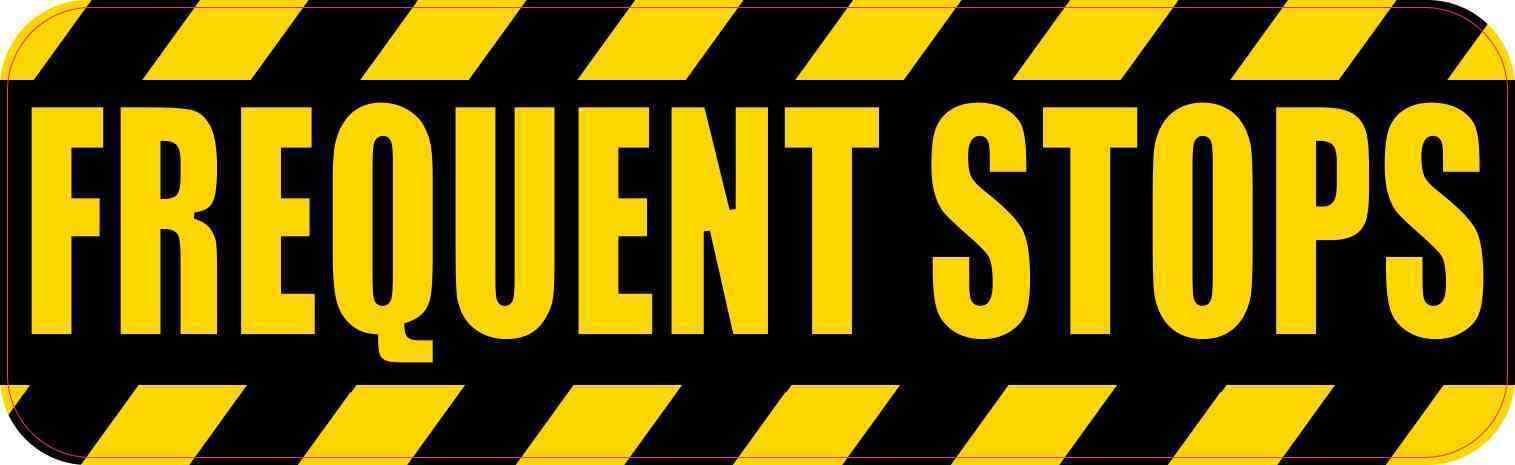 10x3 Yellow Black Frequent Stops Bumper Sticker Car Truck Vehicle Bumper Decal