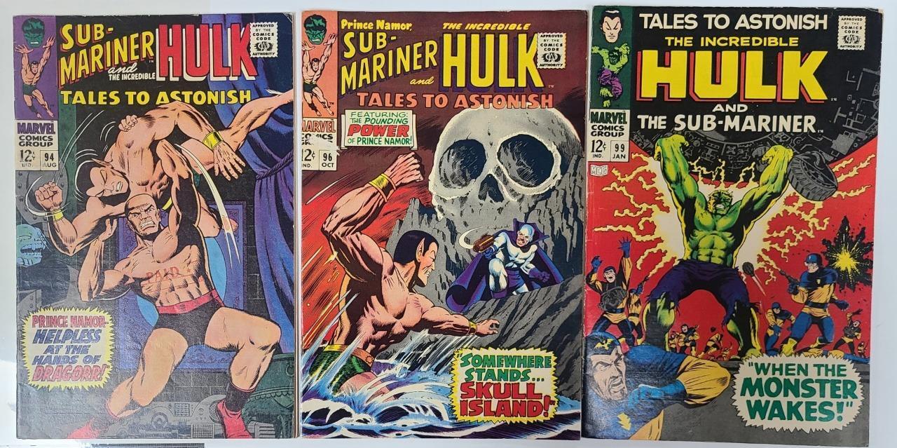 Sub-Mariner and The Incredible Hulk #94, 96, 99 Set of 3 Comic Books G
