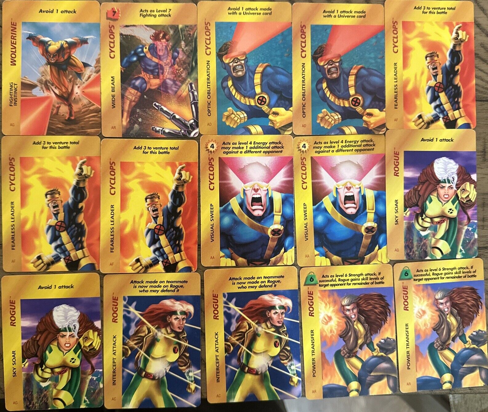 Vintage ‘95 Marvel Overpower Lot Of 62 Character Actions Cards. X-men Characters