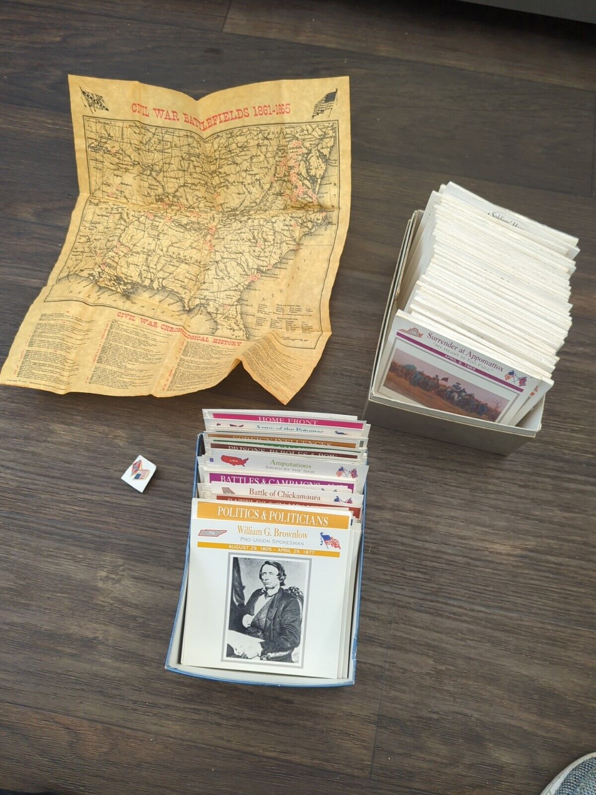 *Lot of 620+* Civil War Cards Atlas Edition 1993  Cards W/ Map + Collector\'s Pin