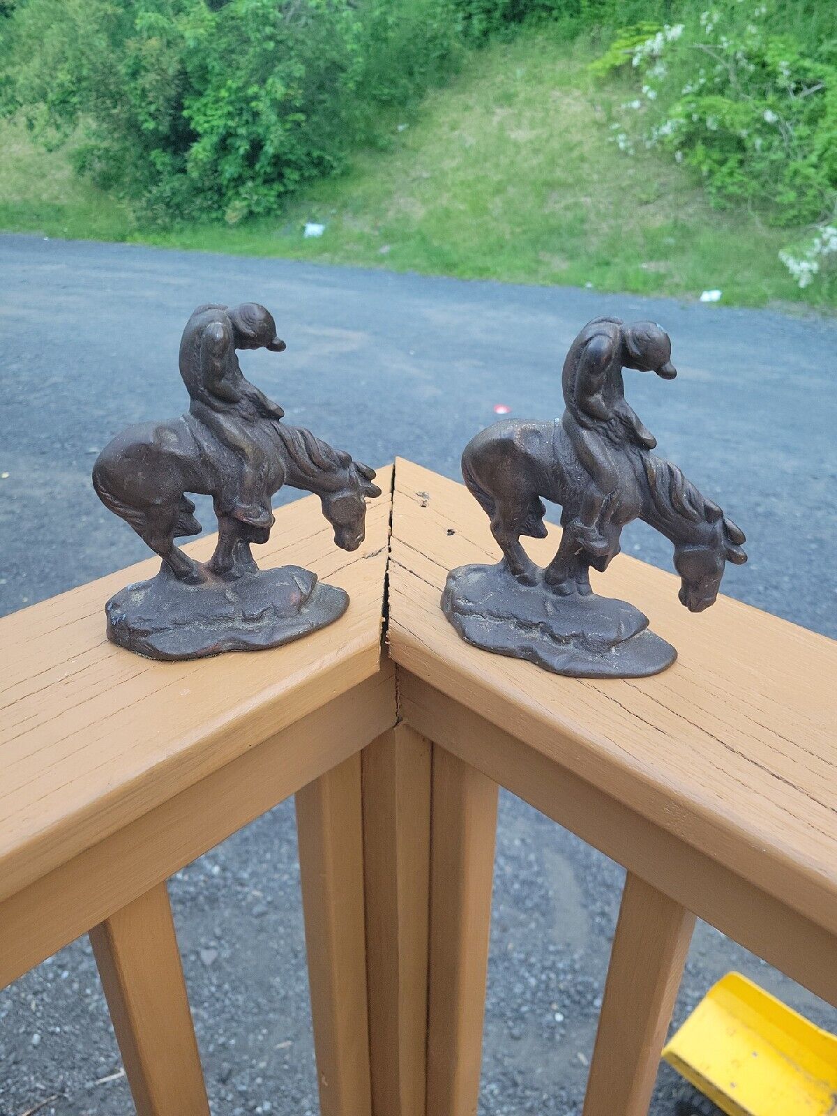 Vintage End of Trail of Tears’ Native American Indian Western Cast Iron Bookends