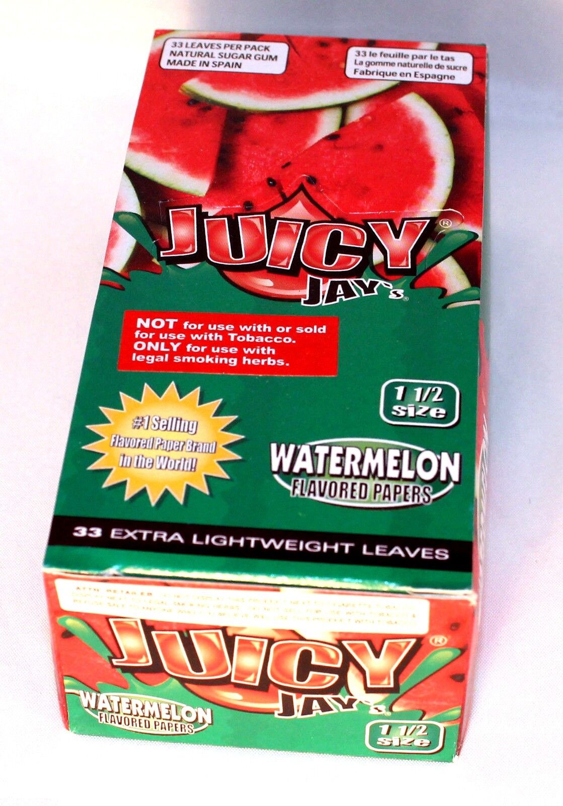 24 pack 1.5 size Juicy Jay's Watermelon Flavored Cigarette Rolling Papers 1 1/2 