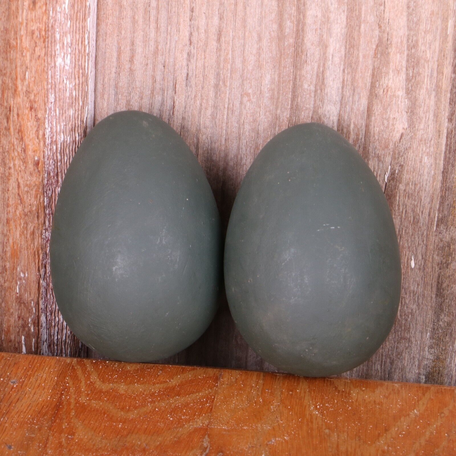 2 Vintage Gray Resin Eggs