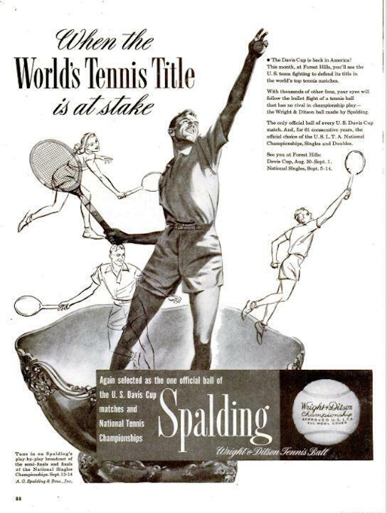 1947 Spalding PRINT AD Feat:The Davis Cup Wright & Ditson ball Grt Vintage Decor