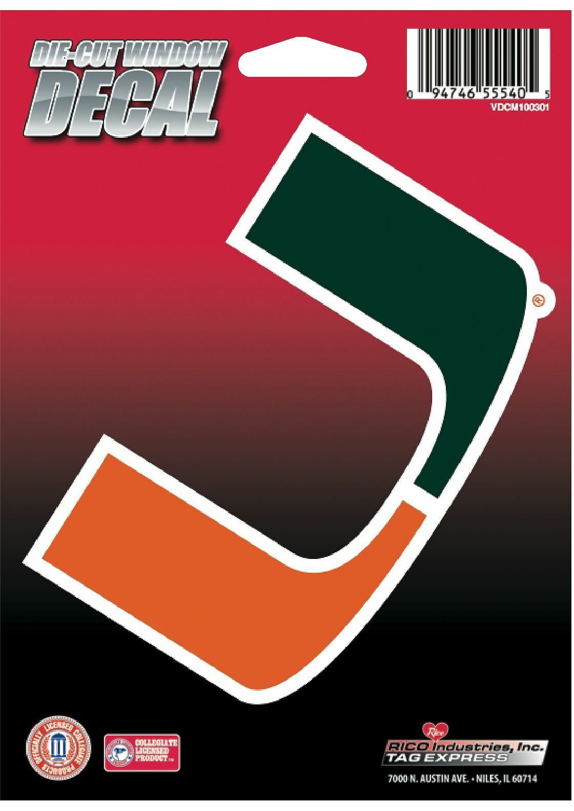 Miami Hurricanes Sticker Emblem Decal Die-Cut Logo Car Truck Decal Sticker VDCM
