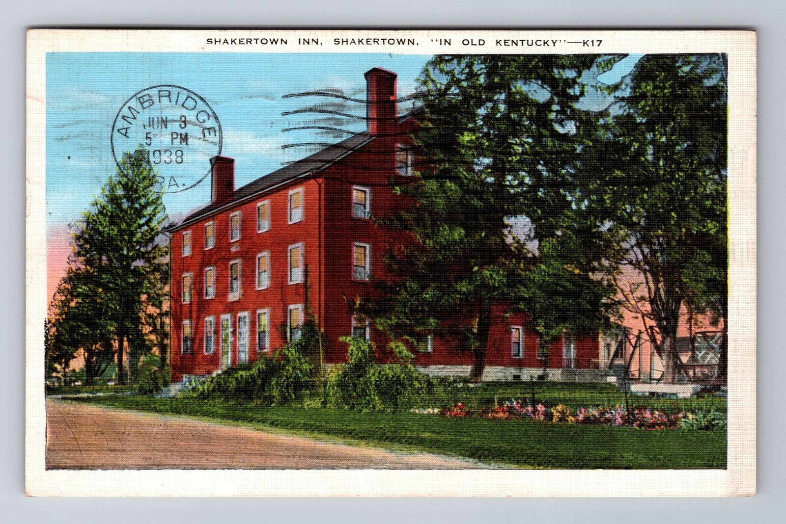 Shakertown KY-Kentucky, Shakertown Inn, Antique, Vintage c1938 Postcard