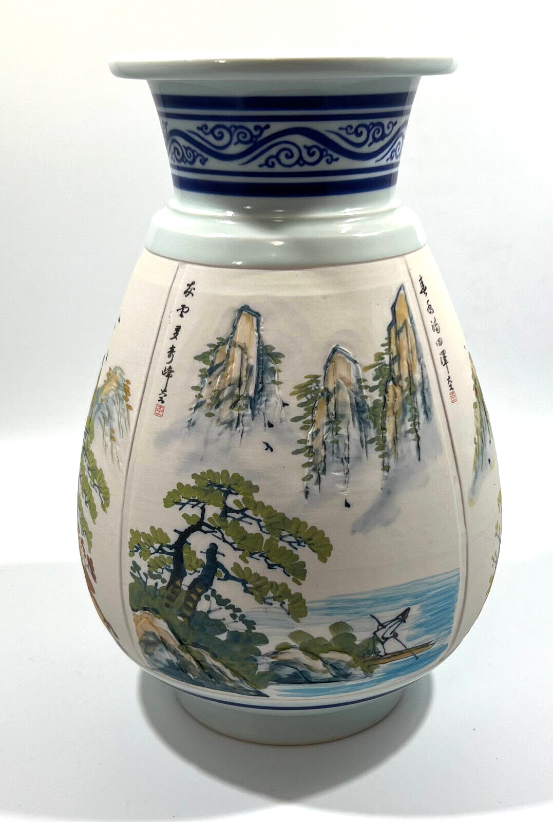 Vintage Japanese Vase Depicting Mt.Fuji Landscapes During The Seasons