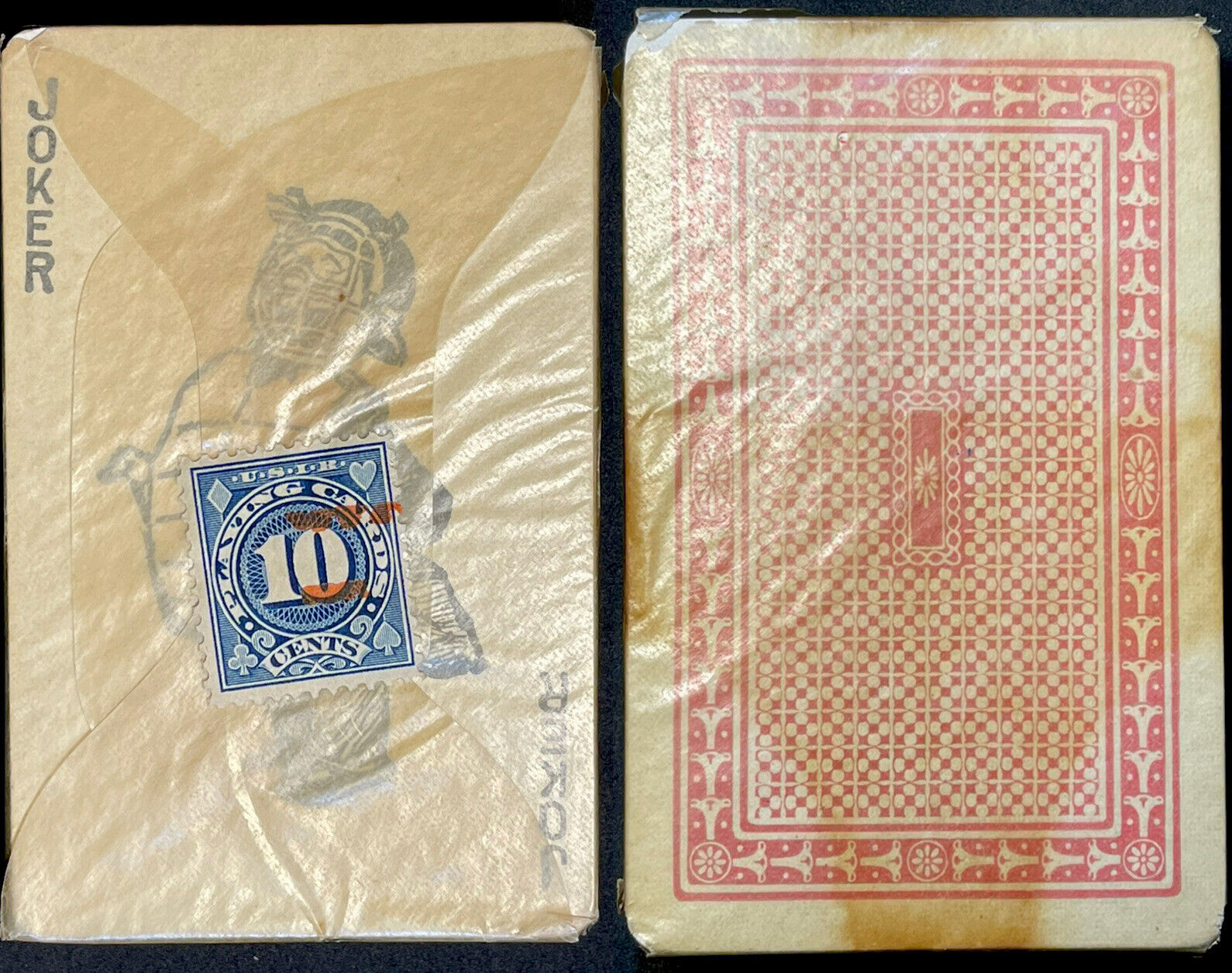 c1926 Semi Sealed Playing Cards Baseball Umpire Joker Antique Narrow Deck +Stamp