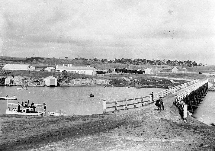 Glenelg River, Nelson, Victoria, 1900 The Glenelg River with a bridge Old Photo