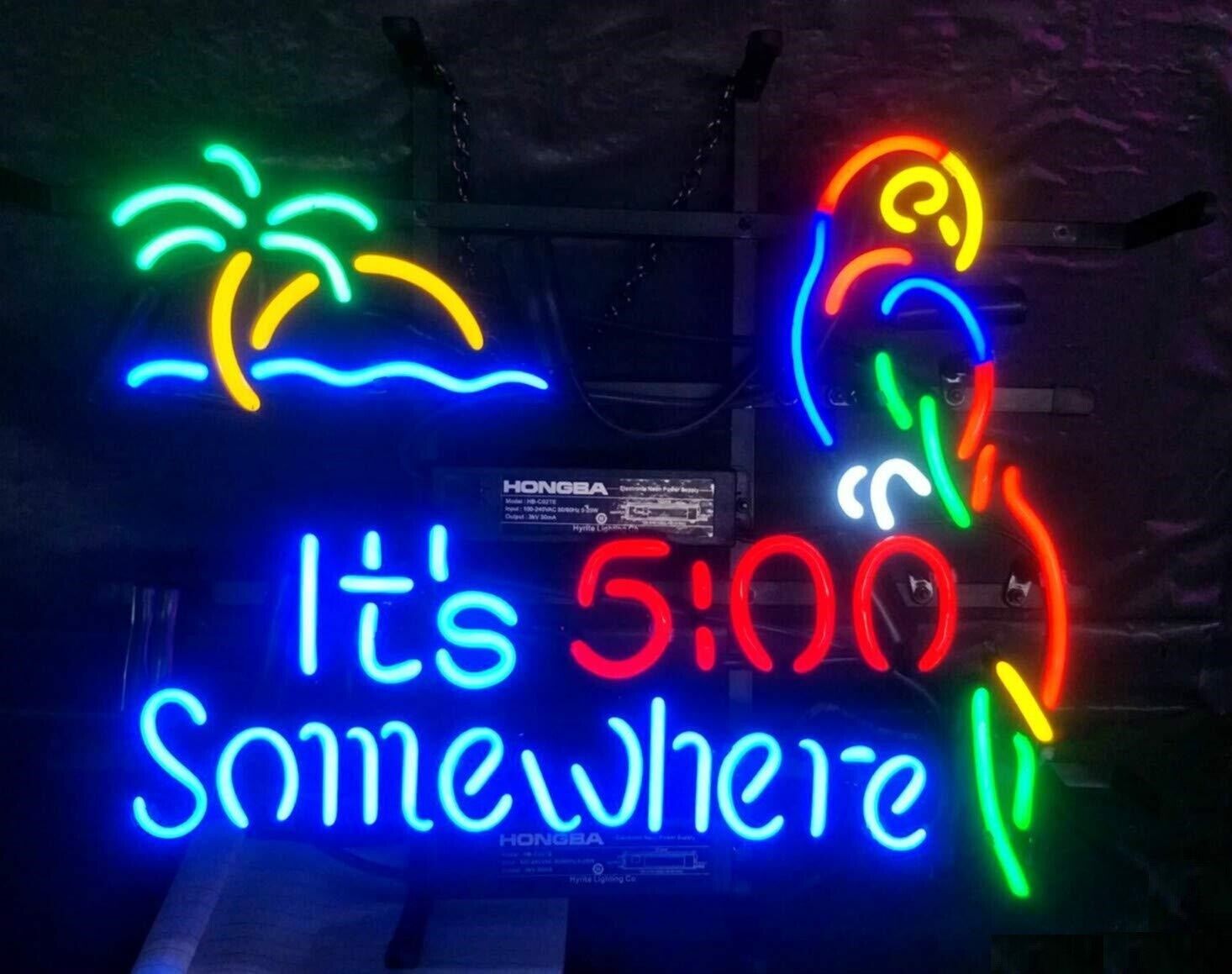 New It\'s 5 00 Somewhere Parrot Neon Light Sign 17\
