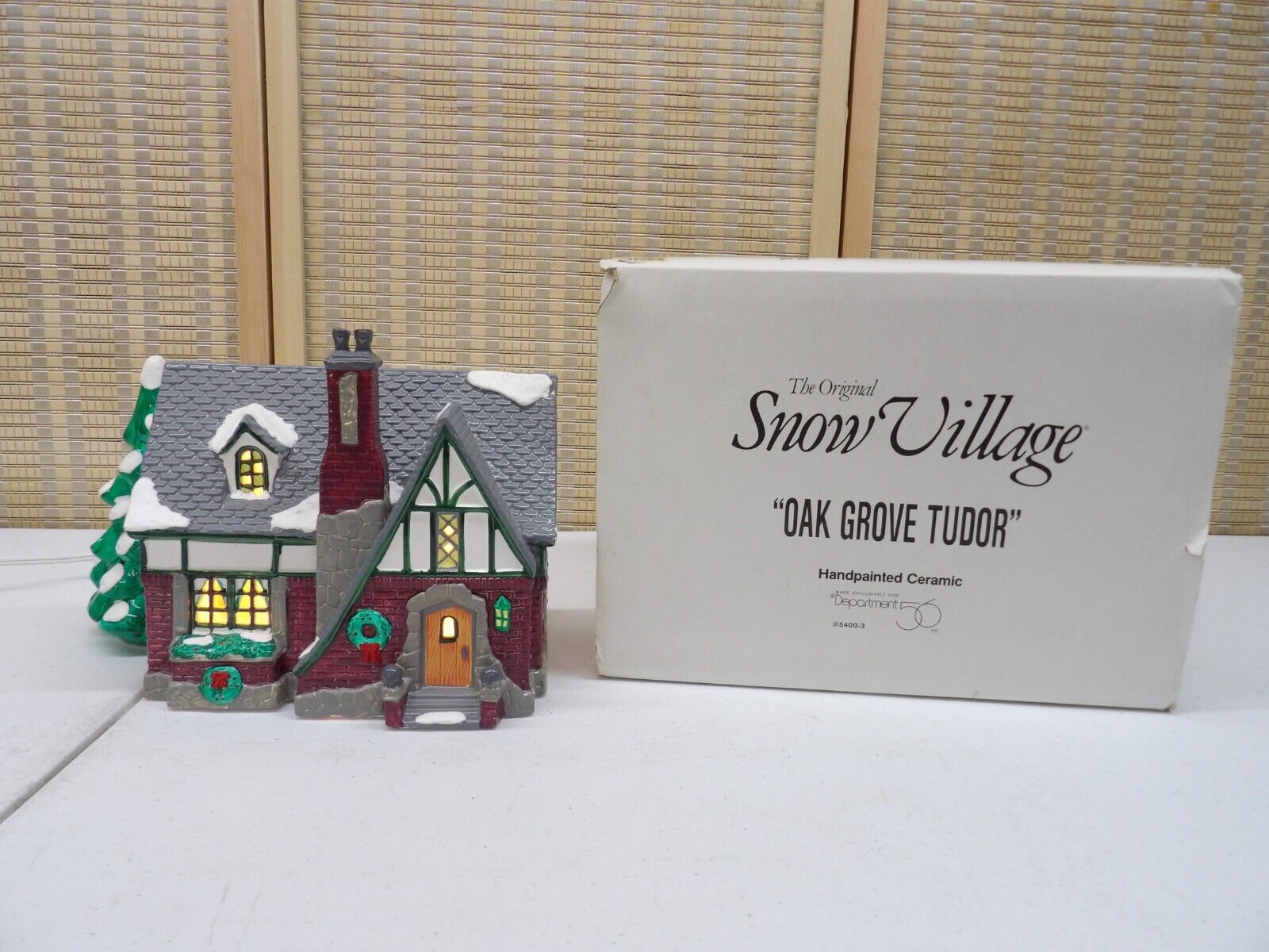 Dept 56 SNOW VILLAGE OAK GROVE TUDOR #5400-3 1991 Lite Kit Original Box & Sleeve