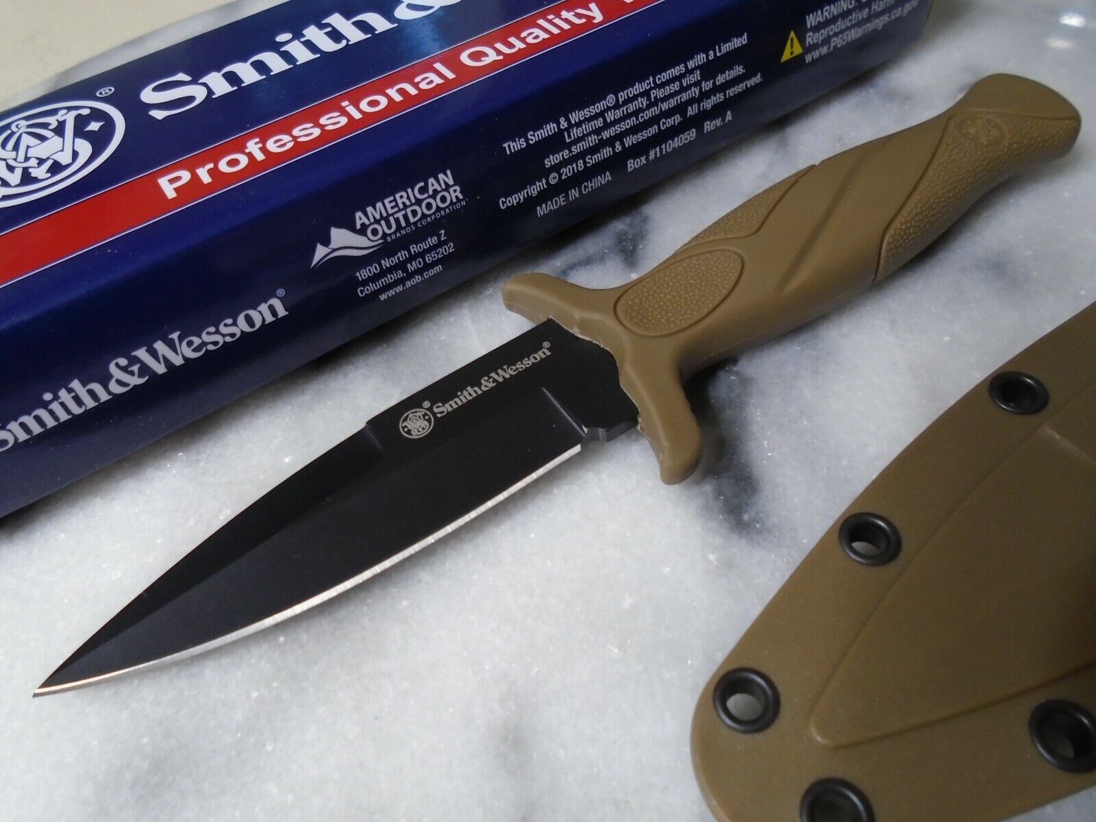 Smith & Wesson Dark Earth Mini Dagger Boot Knife Clip Sheath Full Tang 7Cr17 New