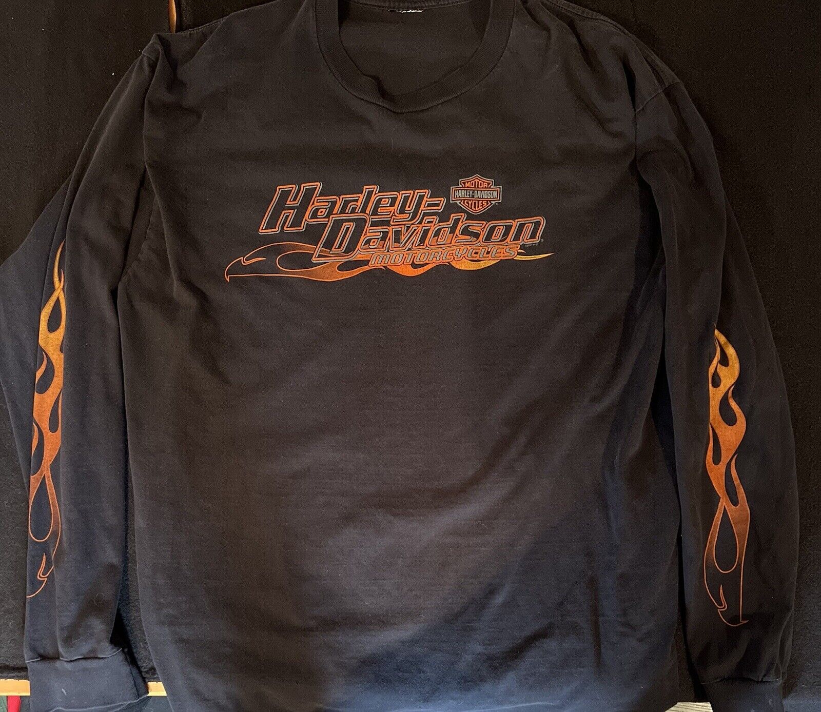 Vintage Harley Davidson Long Sleeve T-Shirt Men's XL Minnesota Flame Sleeves