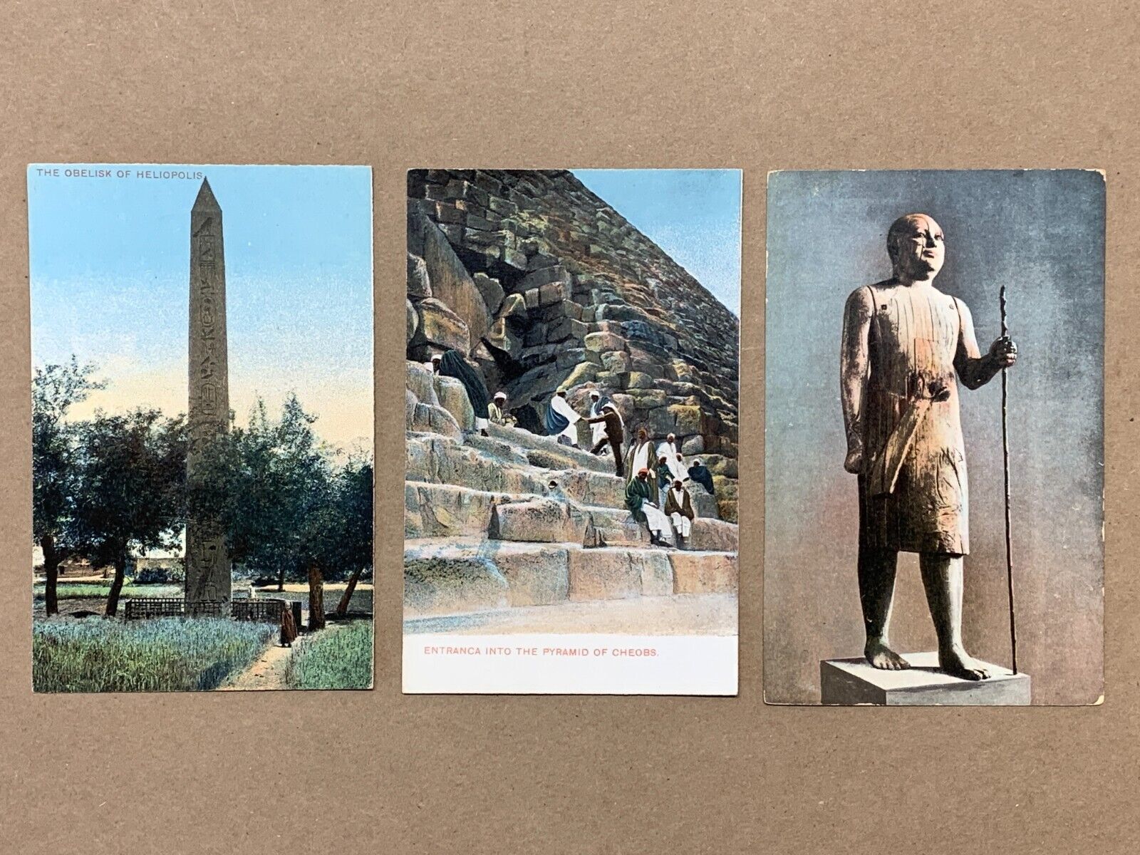 LOT of 3 Heliopolis OBELISK Cairo EGYPT Giza Cheobs PYRAMID Vtg Postcards UNUSED