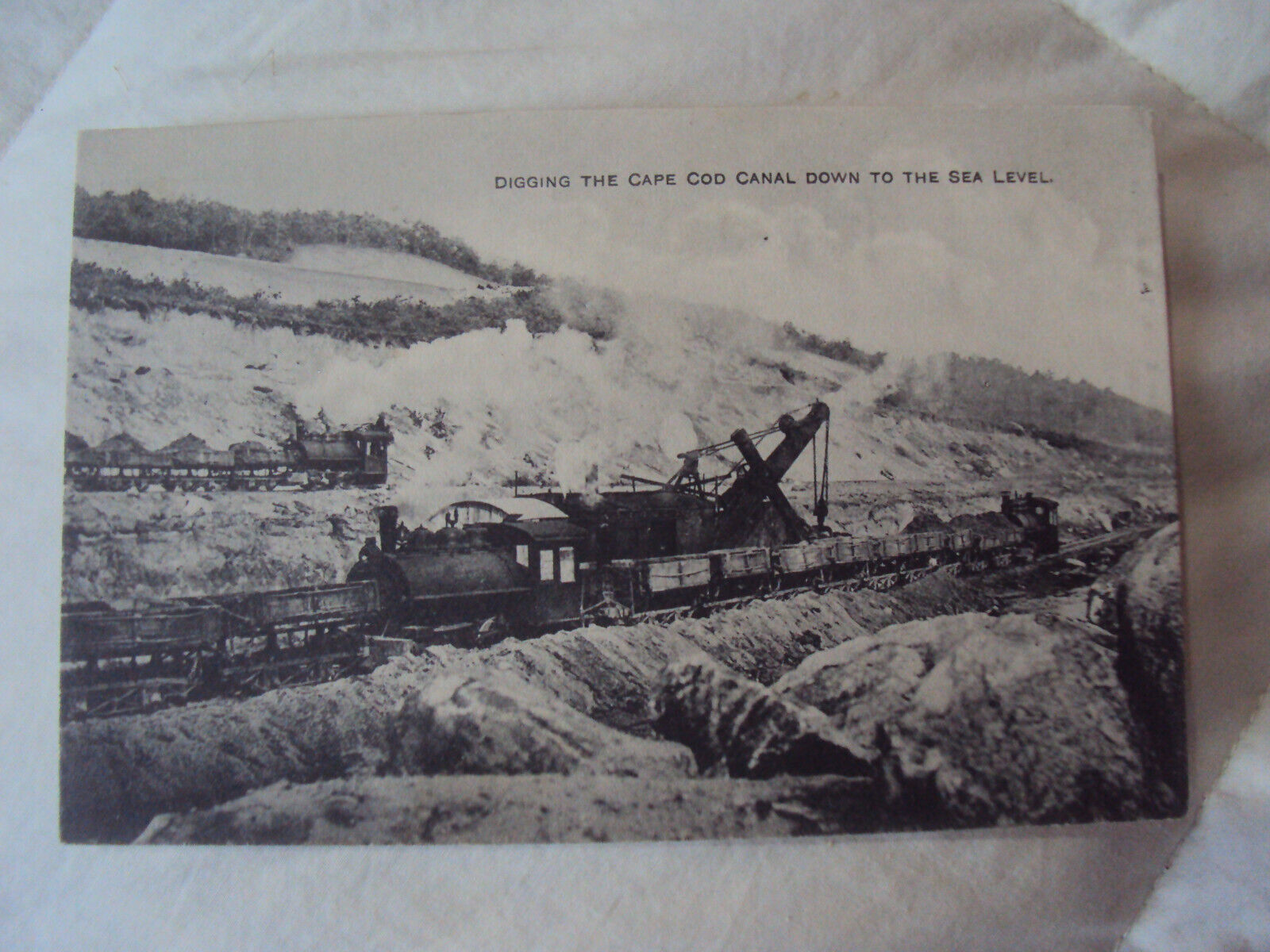 PPC Postcard Cape Cod MA Canal Digging To Sea Level divided posted 1915 C