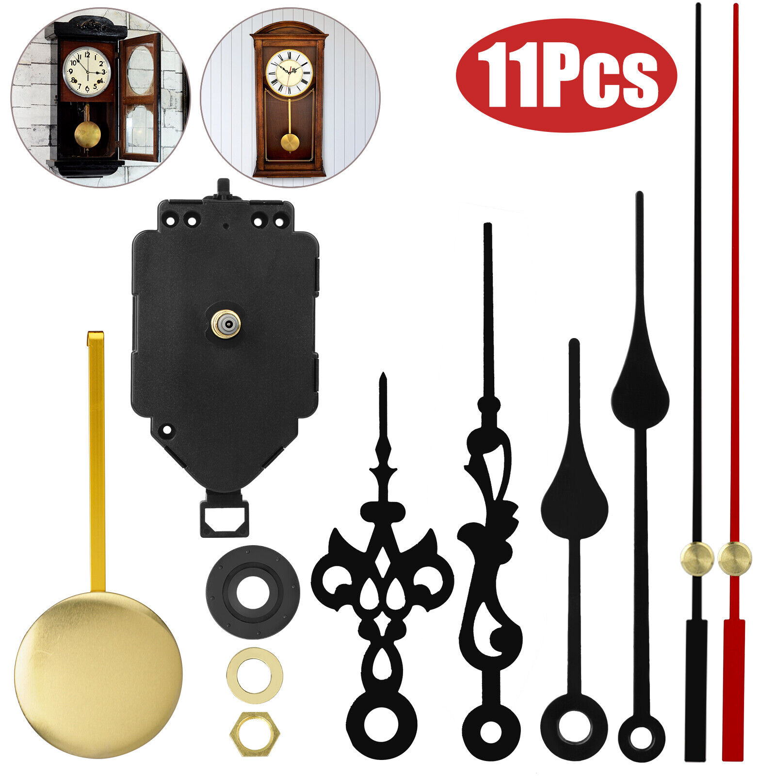 Replacement Quartz Clock Movement Mechanism DIY Repair Kit Tool Parts w/Pendulum
