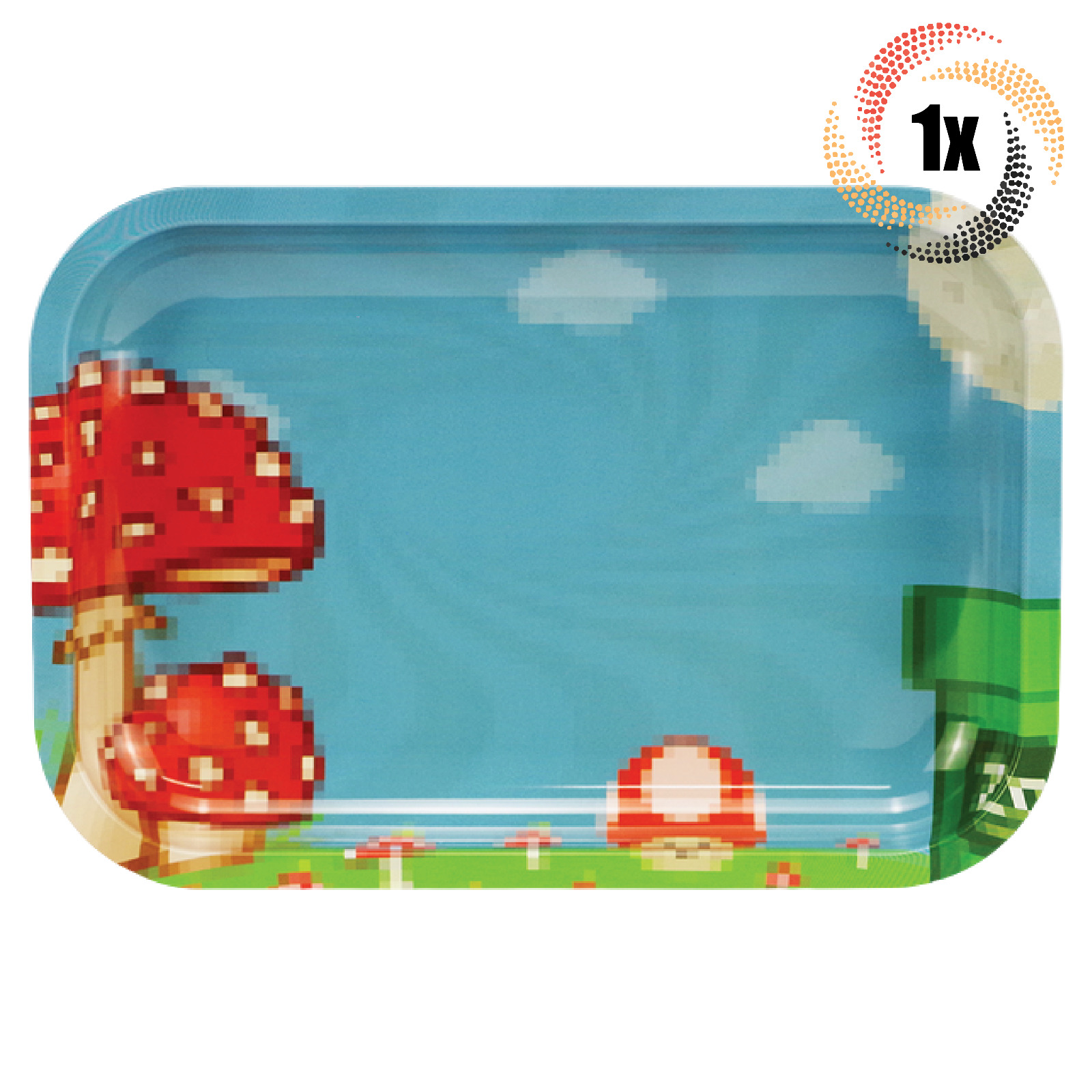 1x Tray Zooted Brandz Metal Rolling Tray Magnetic Lid | Pixel Video Game Design