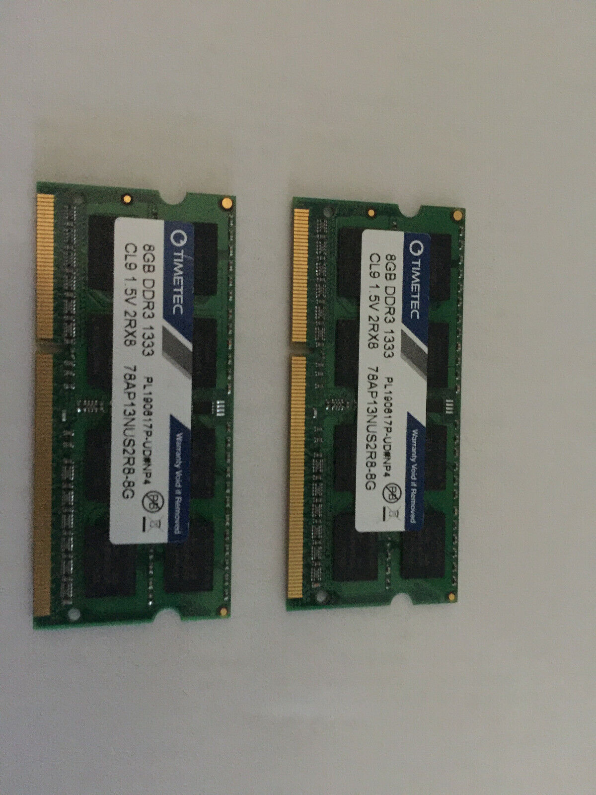 2 Timetec SK Hynix Memory Module 8GB  DDR3-1333MHz CL9 1.5v 2Rx8 78Ap13NUS2R8-8G