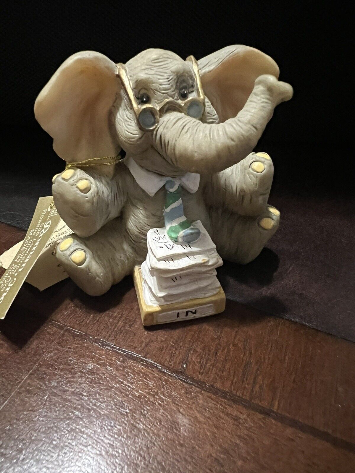 Forget Me Knots Elephant Librarian with tags
