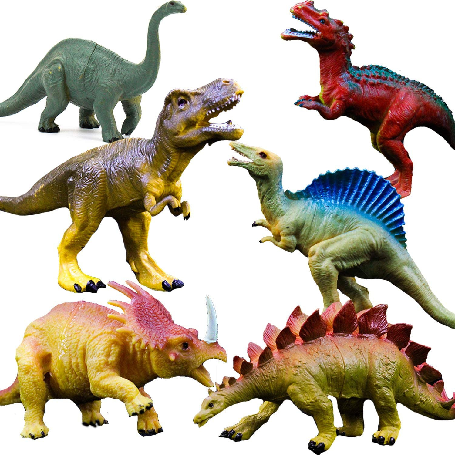 Dinosaur Toys, Plastic Dinosaur Figure Set Including T-Rex, Stegosaurus, Monoclo