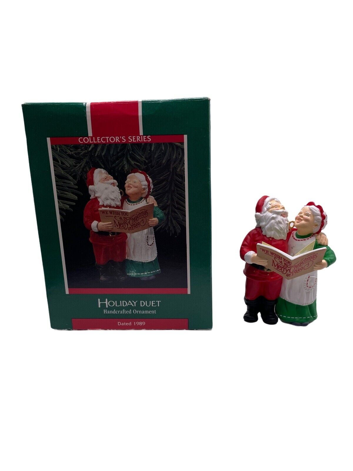 Hallmark Keepsake Holiday Duet 1989 Caroling Mr & Mrs Claus #4 n Series Ornament