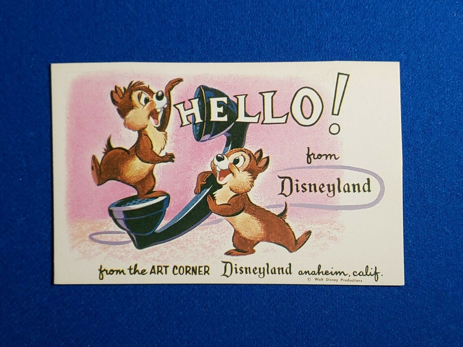 DISNEYLAND RARE CHIP AND DALE ART CORNER VINTAGE POST CARD