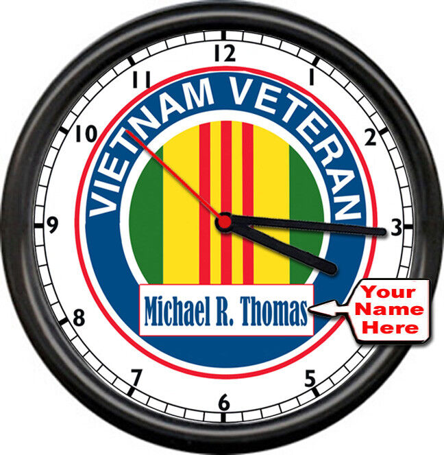 Personalized Name Vietnam Veteran Vet US Military War Honorary Gift Sign Clock